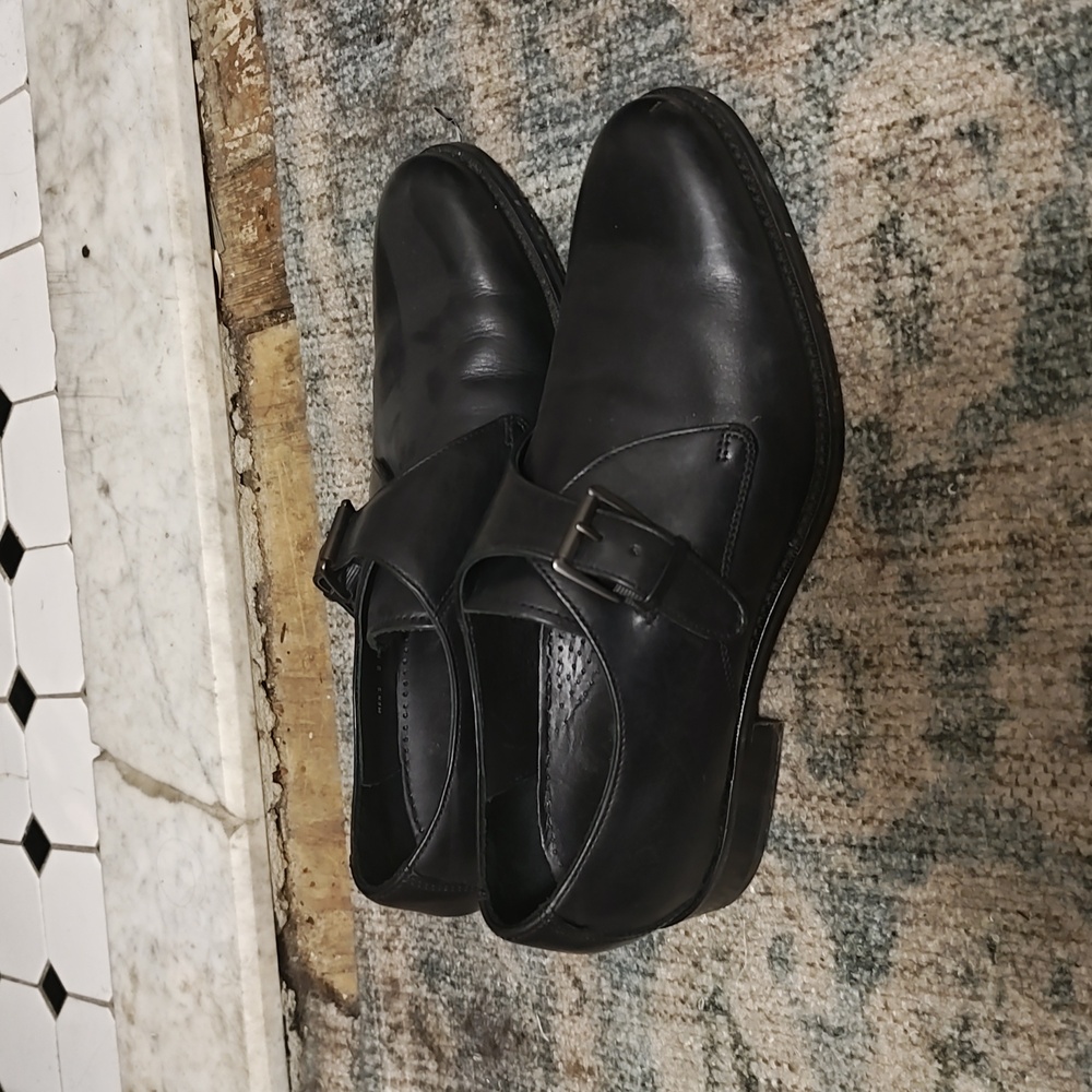 Cole Haan Black Leather Monk Strap Shoes - Picture 2 of 3